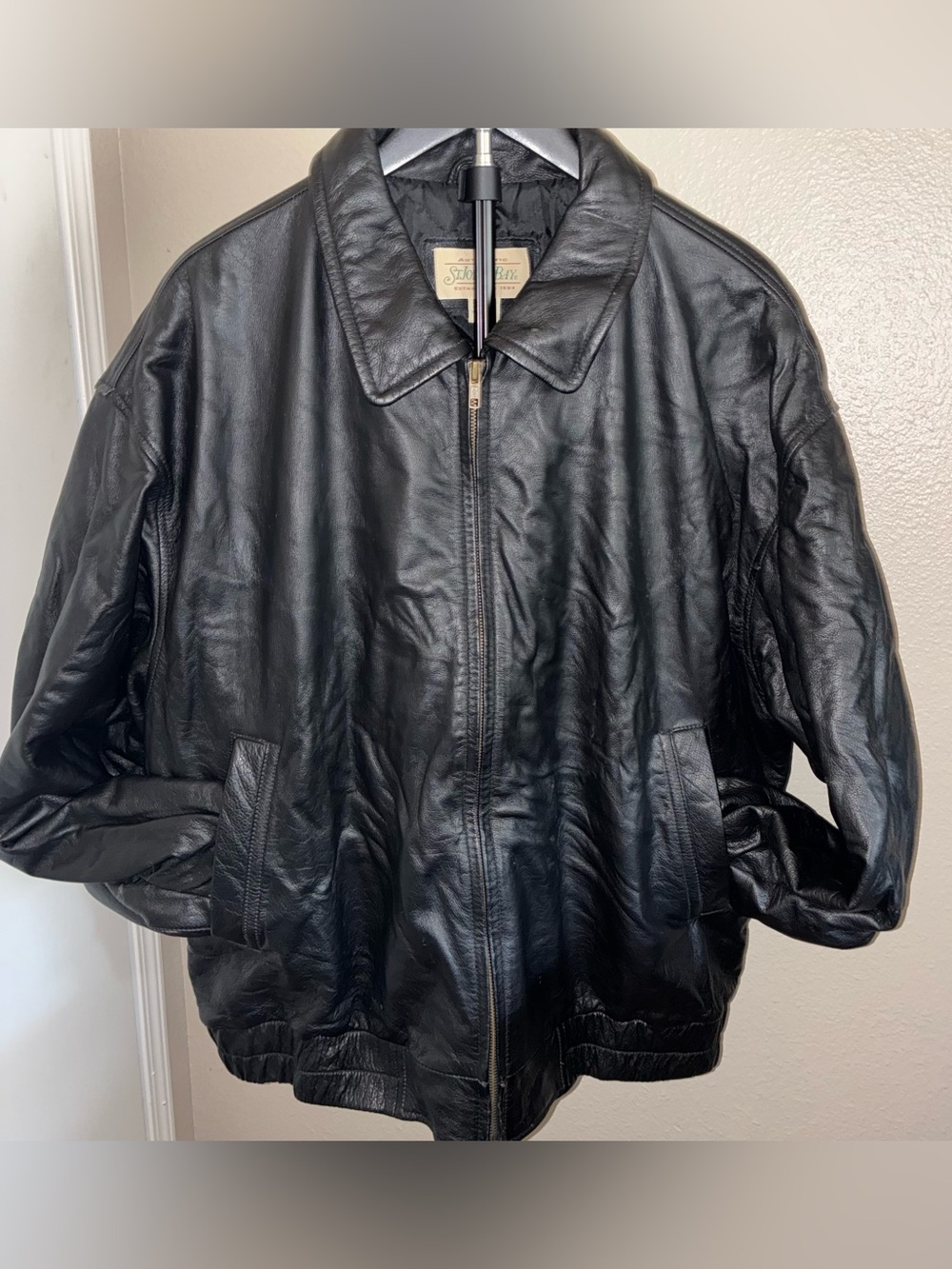 Vintage St. John's Bay Men’s XXL Black Leather Bomber Jacket Supple